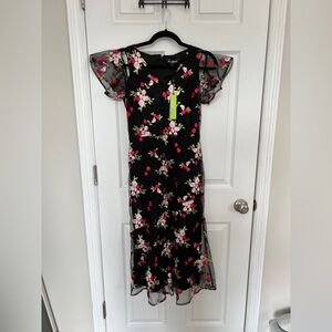 Sam Edelman Black Dress with Pink Floral Design